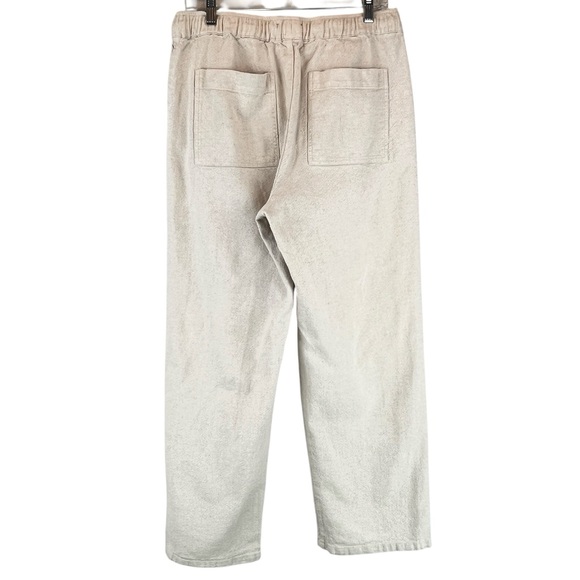 ASOS Design Wide Straight Leg Pants Pintuck Cotton Linen Blend Neutral Unisex M - Picture 2 of 7